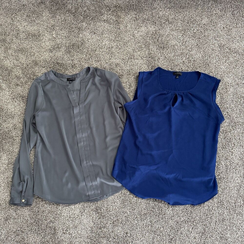 Set Of 2 The Limited Blouses Shirt Top Gray Blue Size Large Bundle Lot